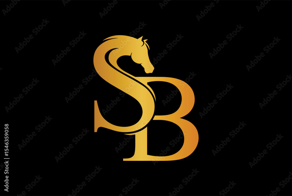 Fototapeta premium Elegant Horse and Initials letters SB Logo Design