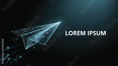 Digital Low-Poly Paper Airplane Illustration