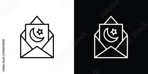 Eid mubarak envelope icon in black. flat graphic vector icon