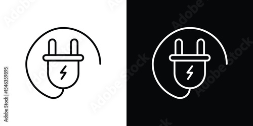 Electric plug icon in black. flat graphic vector icon