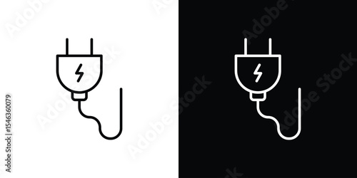 Electrical plug icon in black. flat graphic vector icon