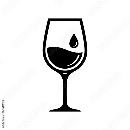 Wine glass with droplet and liquid, minimalistic design, copy space
