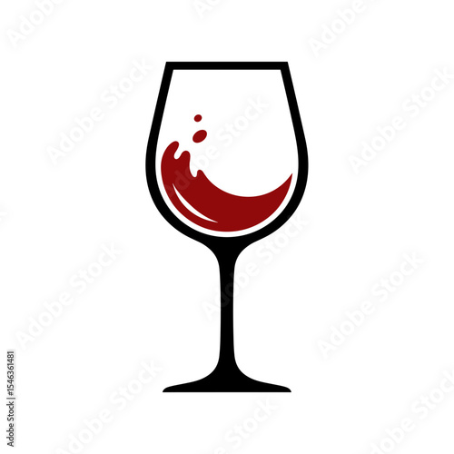 Wine glass with red liquid splash, minimalistic design, copy space
