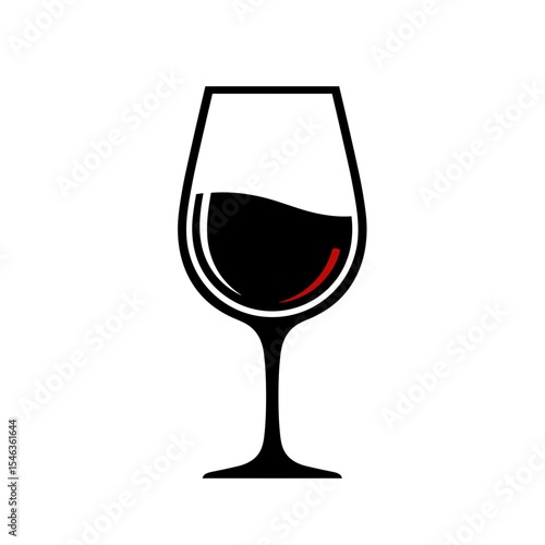 Glass of red wine with liquid swirl, minimalistic design, copy space