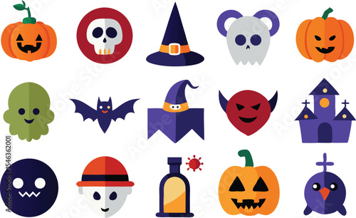 Cute halloween icons and symbols vector illustration