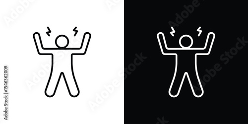 Energized human icon in black. flat graphic vector icon