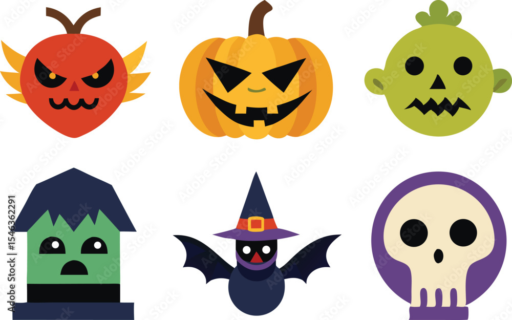 Halloween characters flat vector illustration Halloween characters flat vector illustration
