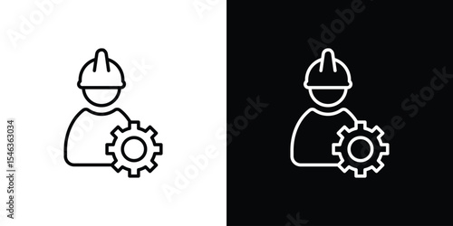 Engineer icon in black. flat graphic vector icon