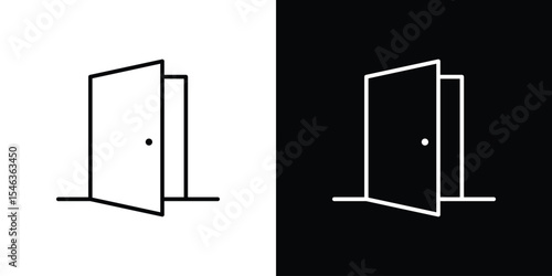 Entrance door icon in black. flat graphic vector icon