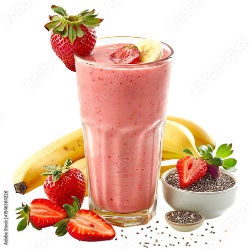 Vibrant Strawberry Banana Smoothie in Ultra Realistic UHD Photo