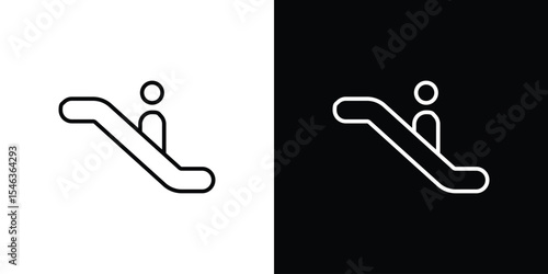 Escalator icon in black. flat graphic vector icon