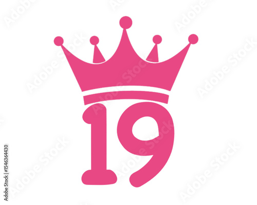 19th birthday party pink clip art icon