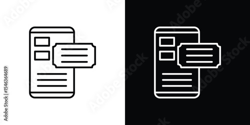Eticket icon in black. flat graphic vector icon