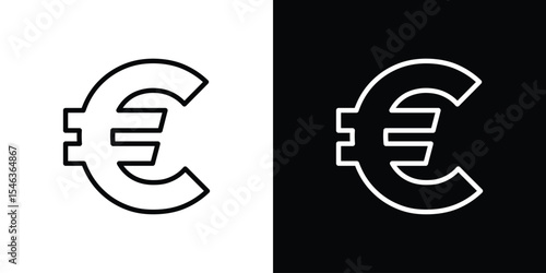 Euro icon in black. flat graphic vector icon