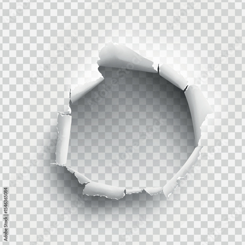ragged Hole torn in ripped paper on transparent background