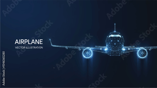 Futuristic Airplane Digital Vector Illustration