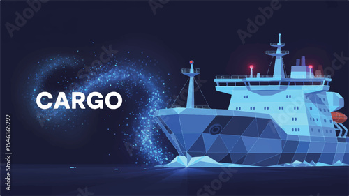 Futuristic Cargo Ship Digital Illustration of Modern Maritime Transport