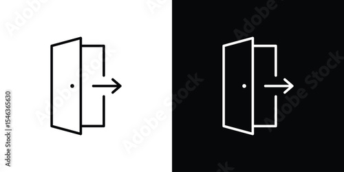 Exit icon in black. flat graphic vector icon
