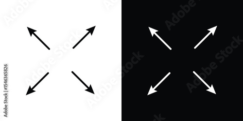 Expand icon in black. flat graphic vector icon