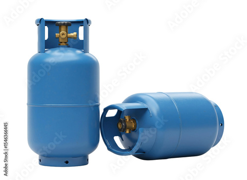 White propane gas cylinder tank isolated on transparent background