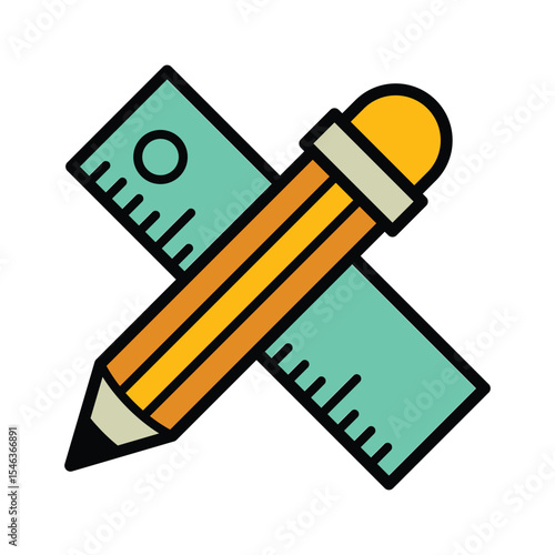 crossed ruler with pencil vector logo template