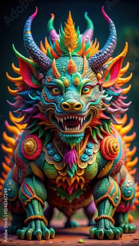 Wallpaper Mural Intricate beast sculpture in vibrant hues Torontodigital.ca