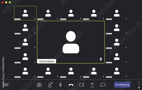 Video conference user interface, video conference calls window overlay.