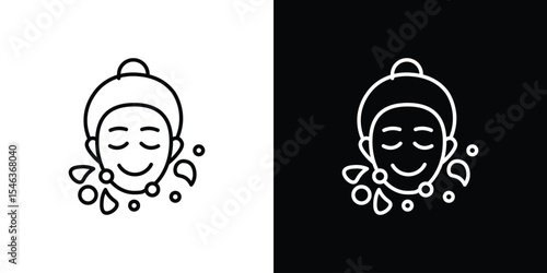 Face washing icon in black. flat graphic vector icon