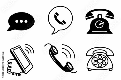 Phone and communication icons isolated on white background