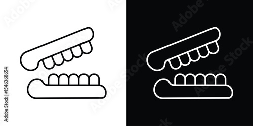 False jaw icon in black. flat graphic vector icon