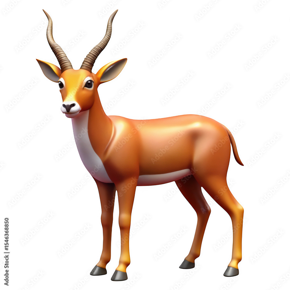 Obraz premium 3D Gazelle isolated on transparent background for wildlife illustration and design.