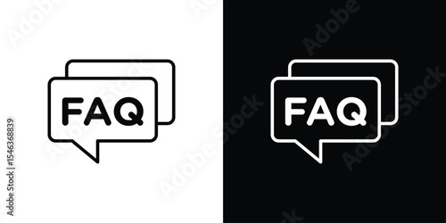 FAQ icon in black. flat graphic vector icon