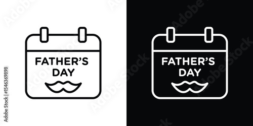 Fathers day calendar icon in black. flat graphic vector icon