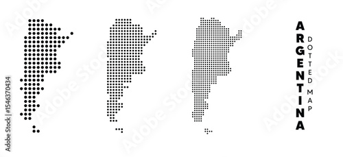 Set of Argentina dotted map vector on white isolated
