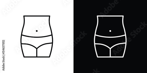 Female hips and waist icon in black. flat graphic vector icon