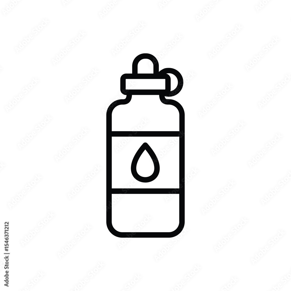Water Bottle Icon, Reusable Sports Bottle, Hydration Container Line Art, Black and White Vector Water Bottle Icon, Reusable Sports Bottle, Hydration Container Line Art, Black and White Vector