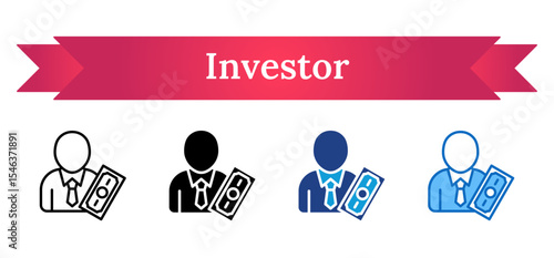 Investor - Multi Style Icon - A person holding money, symbolizing capital investment, financial contribution, or funding