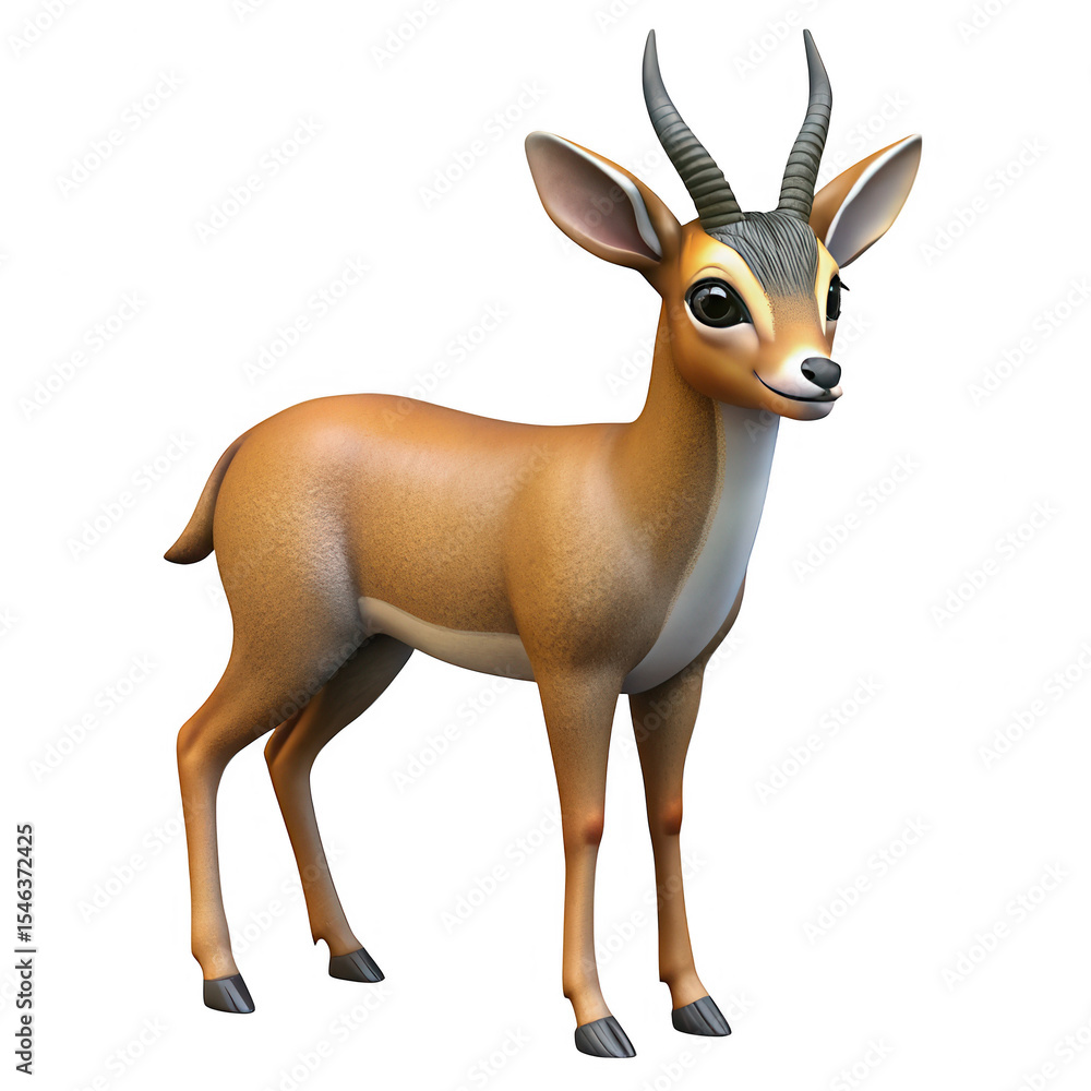 3D Gazelle isolated on transparent background for educational or decorative use. 3D Gazelle isolated on transparent background for educational or decorative use.