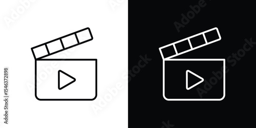 Film clapperboard icon in black. flat graphic vector icon