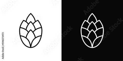 Fir cone icon in black. flat graphic vector icon