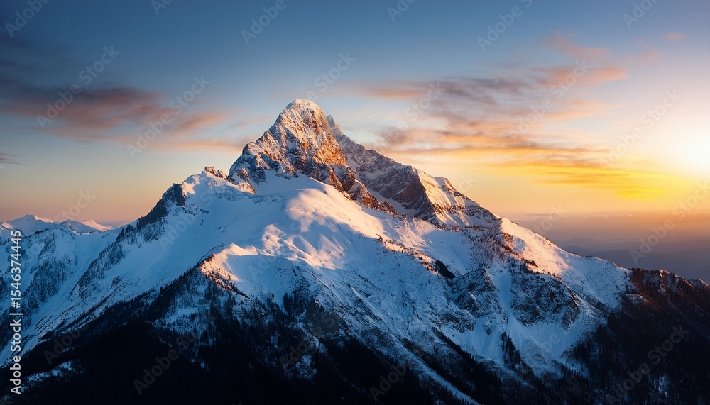 snow covered mountain peak at sunset snow covered mountain peak at sunset