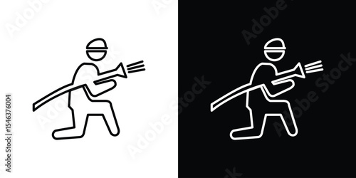 Firefighter icon in black. flat graphic vector icon