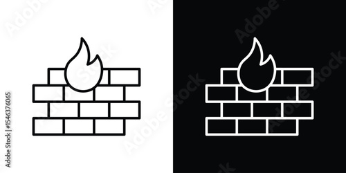 Firewall icon in black. flat graphic vector icon