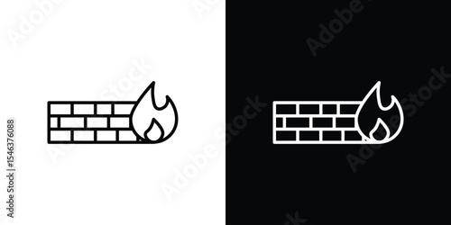 Firewall icon in black. flat graphic vector icon