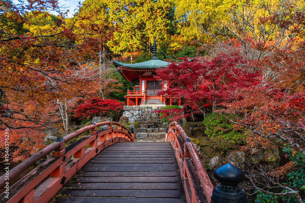 Obraz premium The beautiful Daigo-ji Temple and its garden during fall season. Kyoto, Japan.