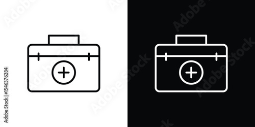 First aid box icon in black. flat graphic vector icon
