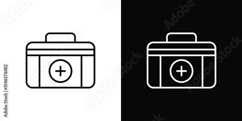 First aid kit icon in black. flat graphic vector icon