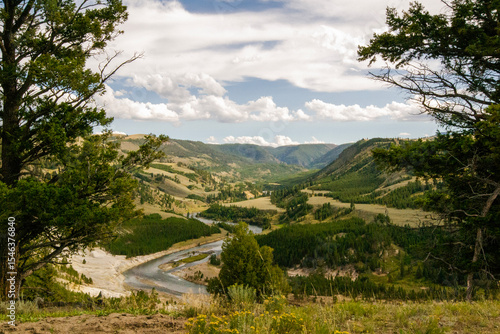 Lamar Valley with winding river and rolling hills