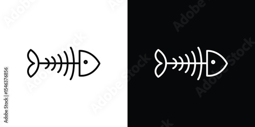 Fish bone icon in black. flat graphic vector icon