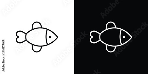 Fish icon in black. flat graphic vector icon